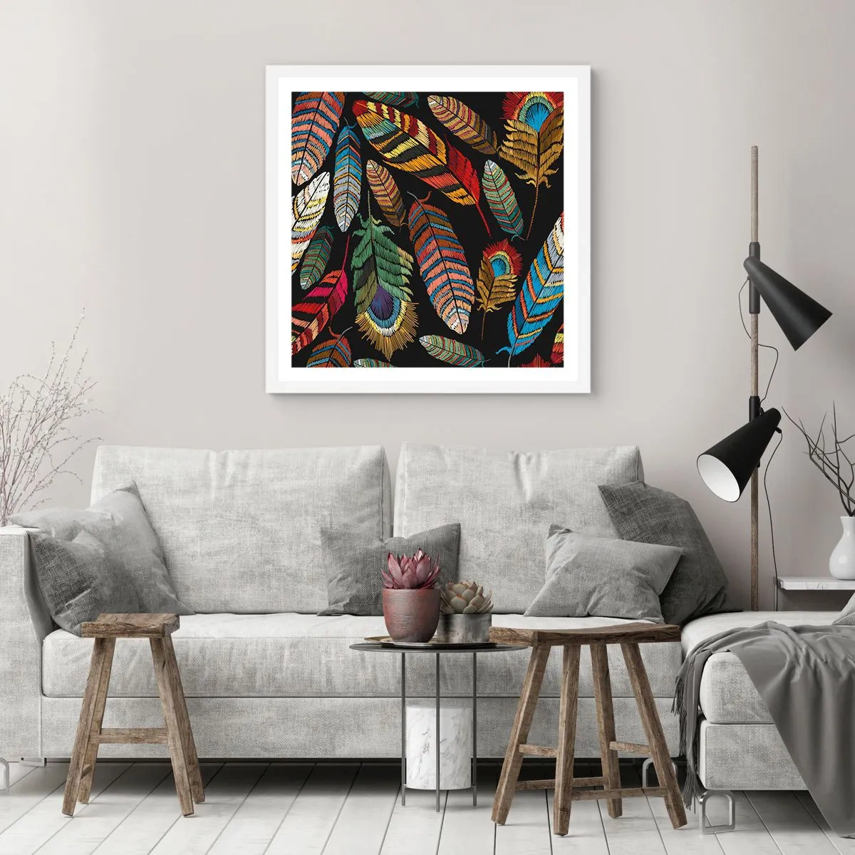 Poster în ramă albă - Carnavalul păsărilor - 50x50 cm