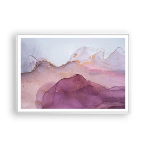 Poster în ramă albă - Valuri de liliac și violet - 100x70 cm