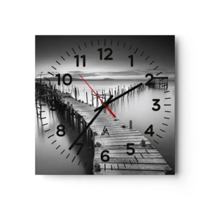 Ceas de perete - Ceas pe sticlă - Liniștea unui țărm uitat - 30x30 cm