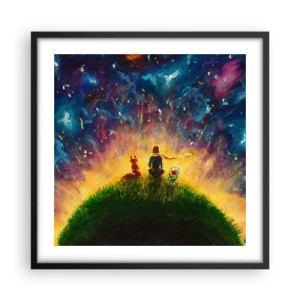 Poster în ramă neagră - Dragoste și prietenie - întreaga lume - 50x50 cm