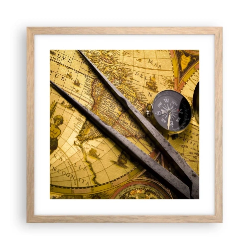 Poster în ramă de stejar deschis - Unde sunt aceste comori? - 40x40 cm