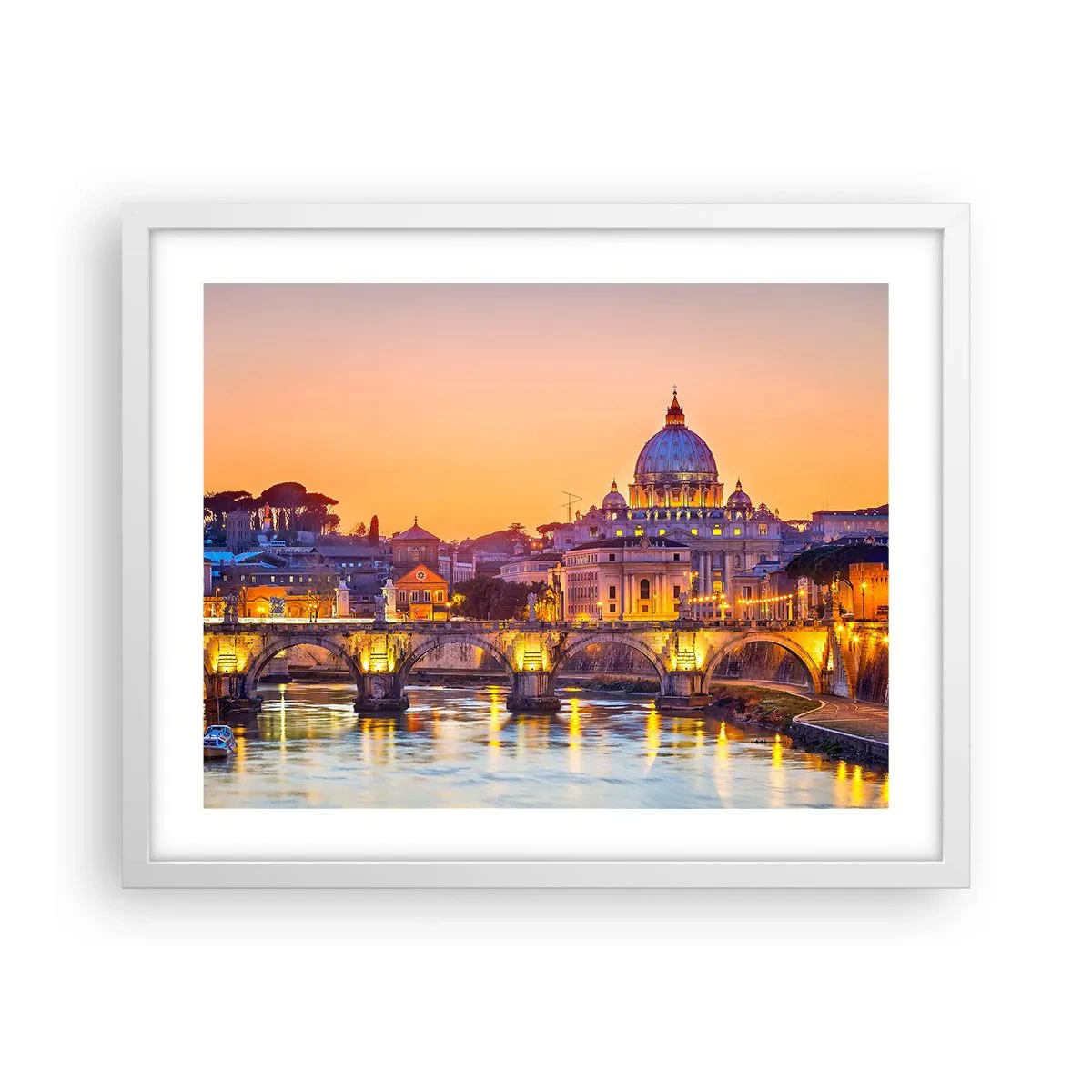 Poster în ramă albă - Amurg deasupra Orașului Etern - 50x40 cm