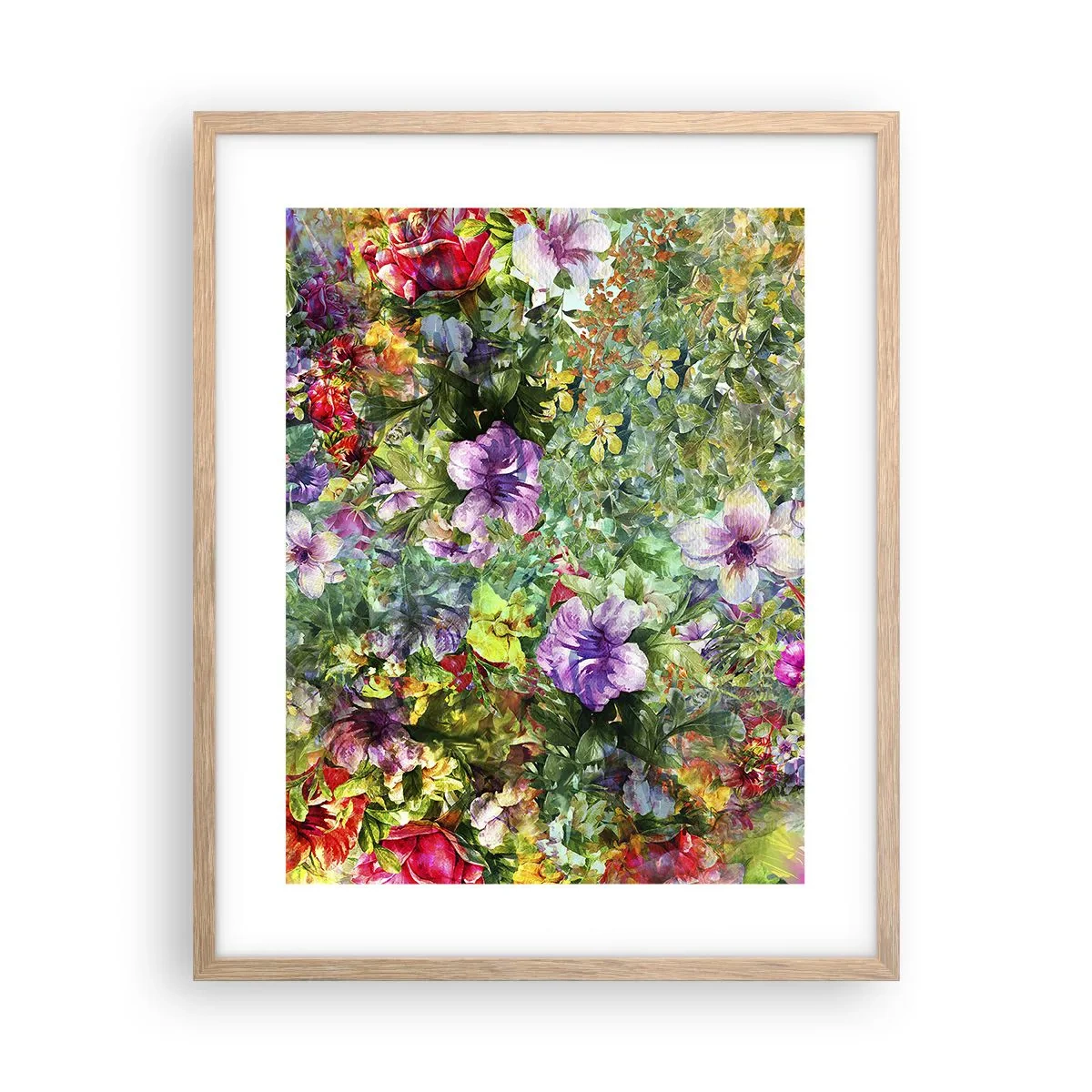 Poster în ramă de stejar deschis - Să ne pierdem în flori - 40x50 cm