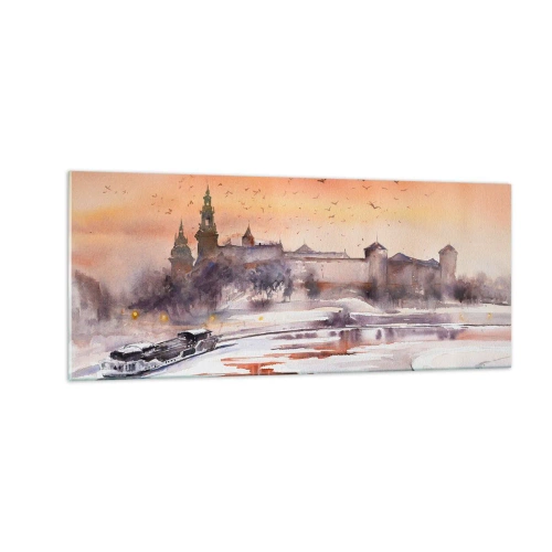 Tablou pe sticlă - Apus de soare regal - 100x40 cm