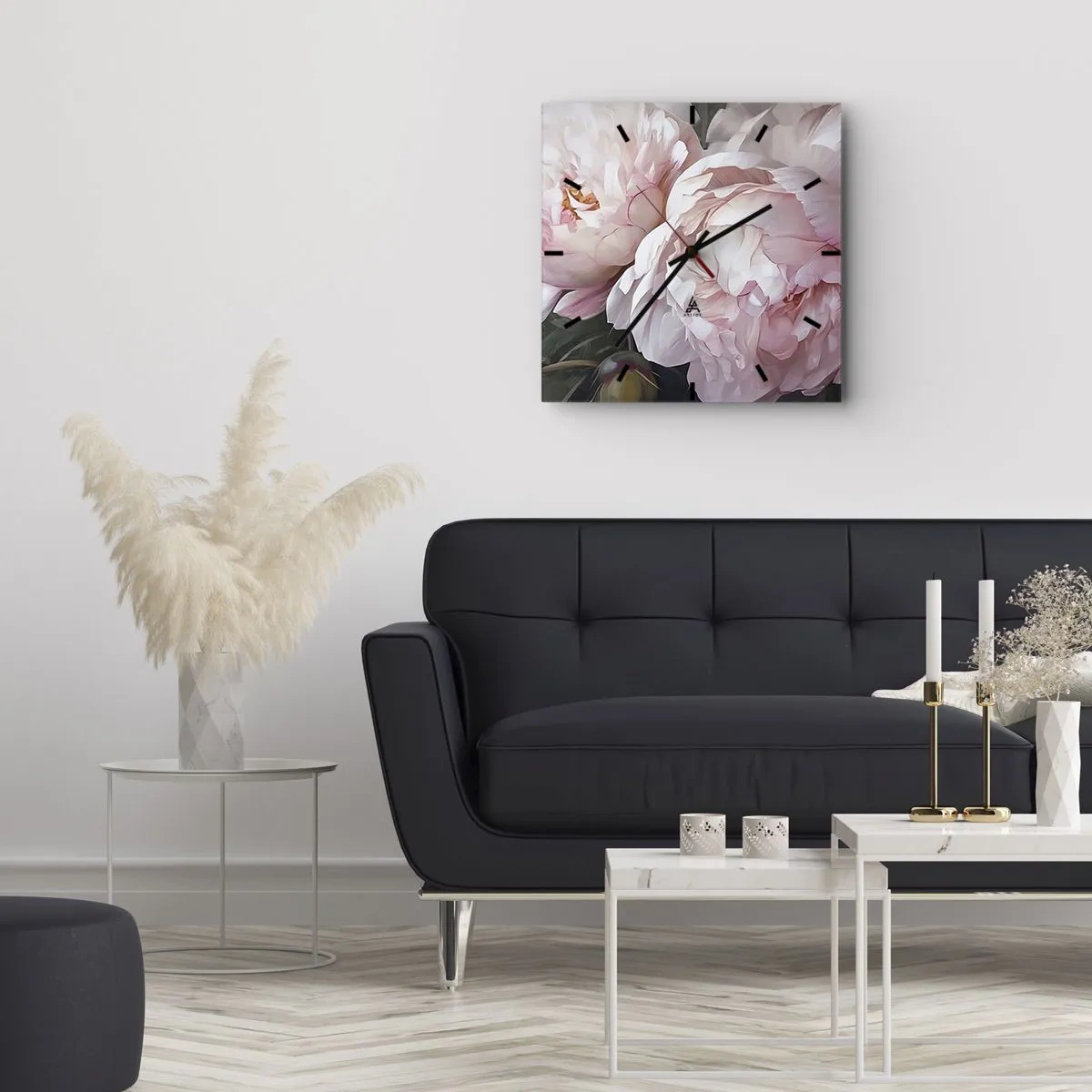 Ceas de perete - Ceas pe sticlă - Oprit din înflorire - 40x40 cm