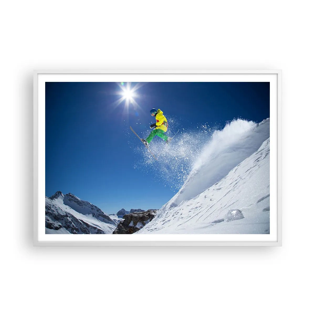Poster în ramă albă - Dansând cu munții - 100x70 cm