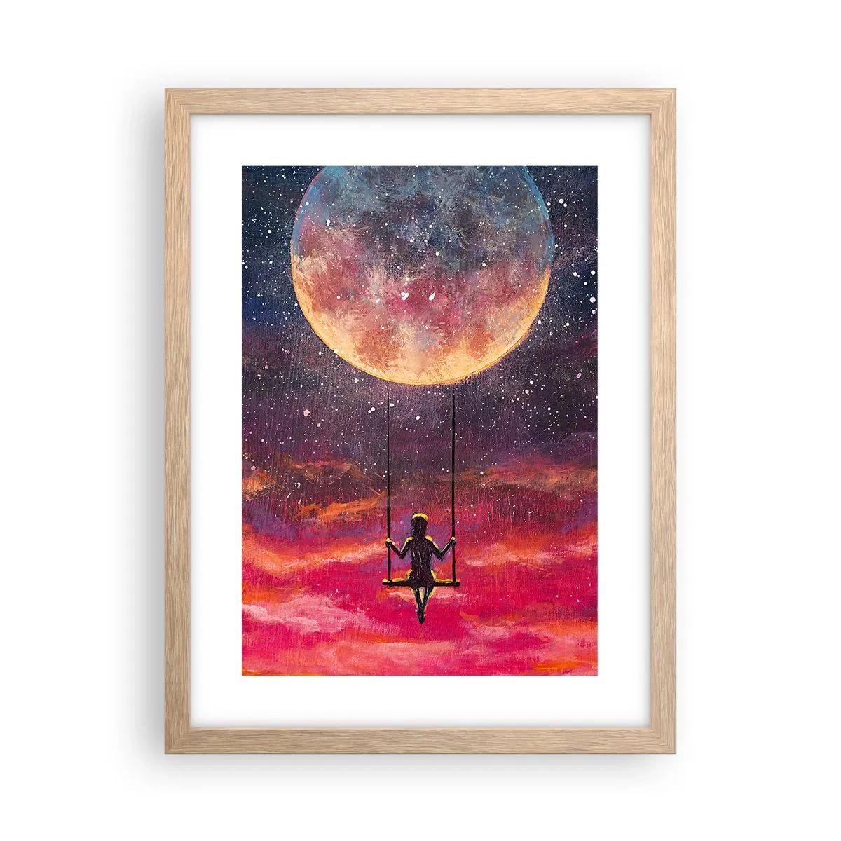 Poster în ramă de stejar deschis - Cu capul în nori - 30x40 cm