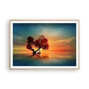 Poster în ramă de stejar deschis - Lume îndepărtată și tăcută - 100x70 cm