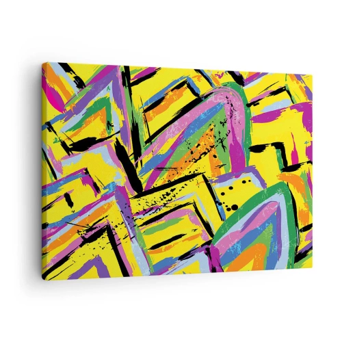 Tablou pe pânză Canvas - Abstracție vie în culori strălucitoare și forme dinamice - 70x50cm - Strigă de bucurie - Decorațiune modernă pentru perete pentru living și dormitor ARTTOR