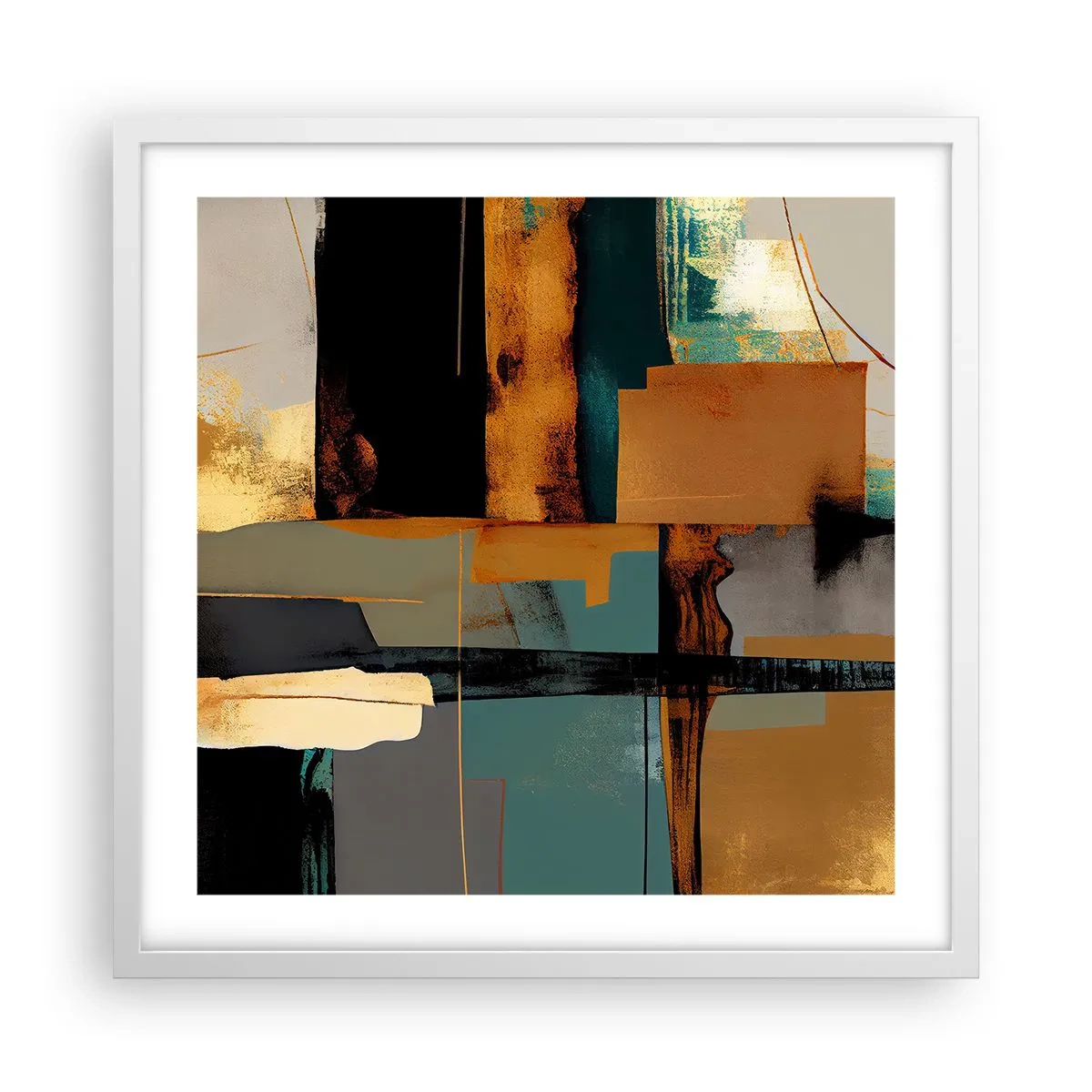 Poster în ramă albă - Abstracția - lumină și umbră - 50x50 cm