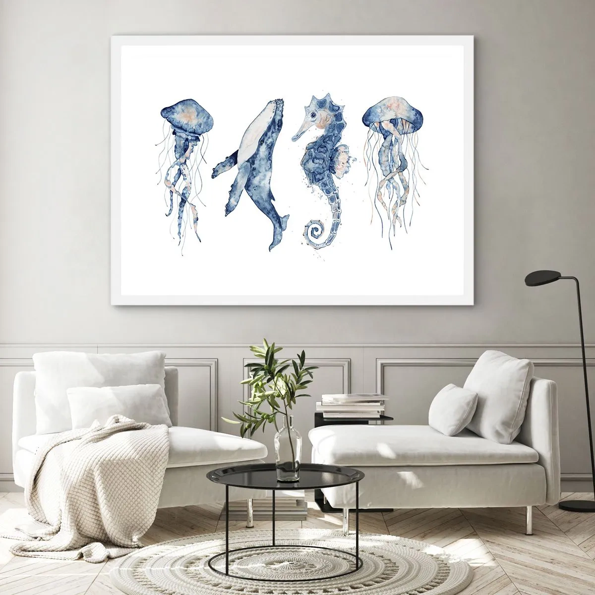 Poster în ramă albă - Fauna marină sălbatică - 100x70 cm