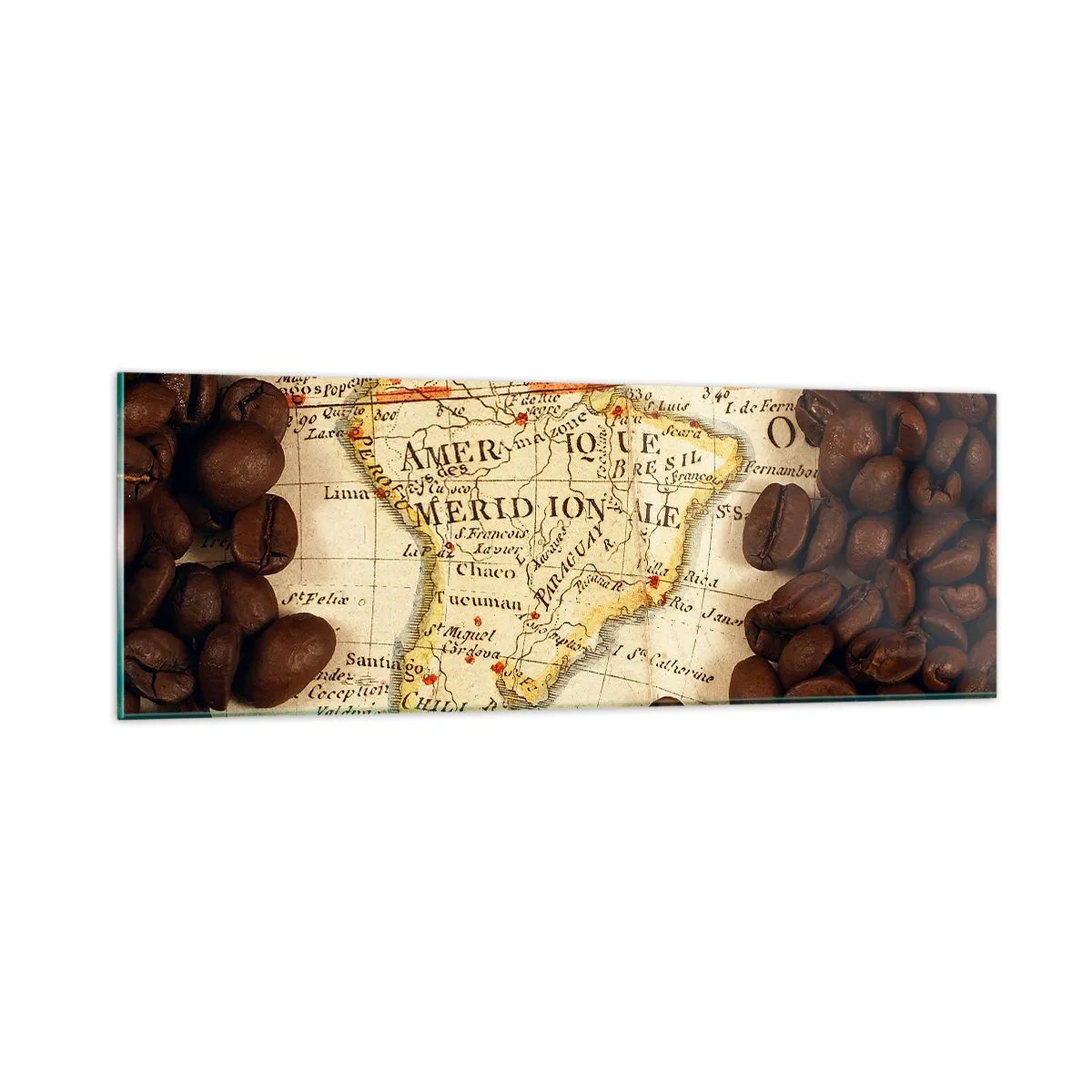 Tablou pe sticlă - De unde provine cea mai bună cafea? - 90x30 cm