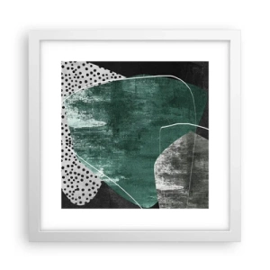 Poster în ramă albă - Abstracție colorată cu fulgi de aur - 30x30 cm