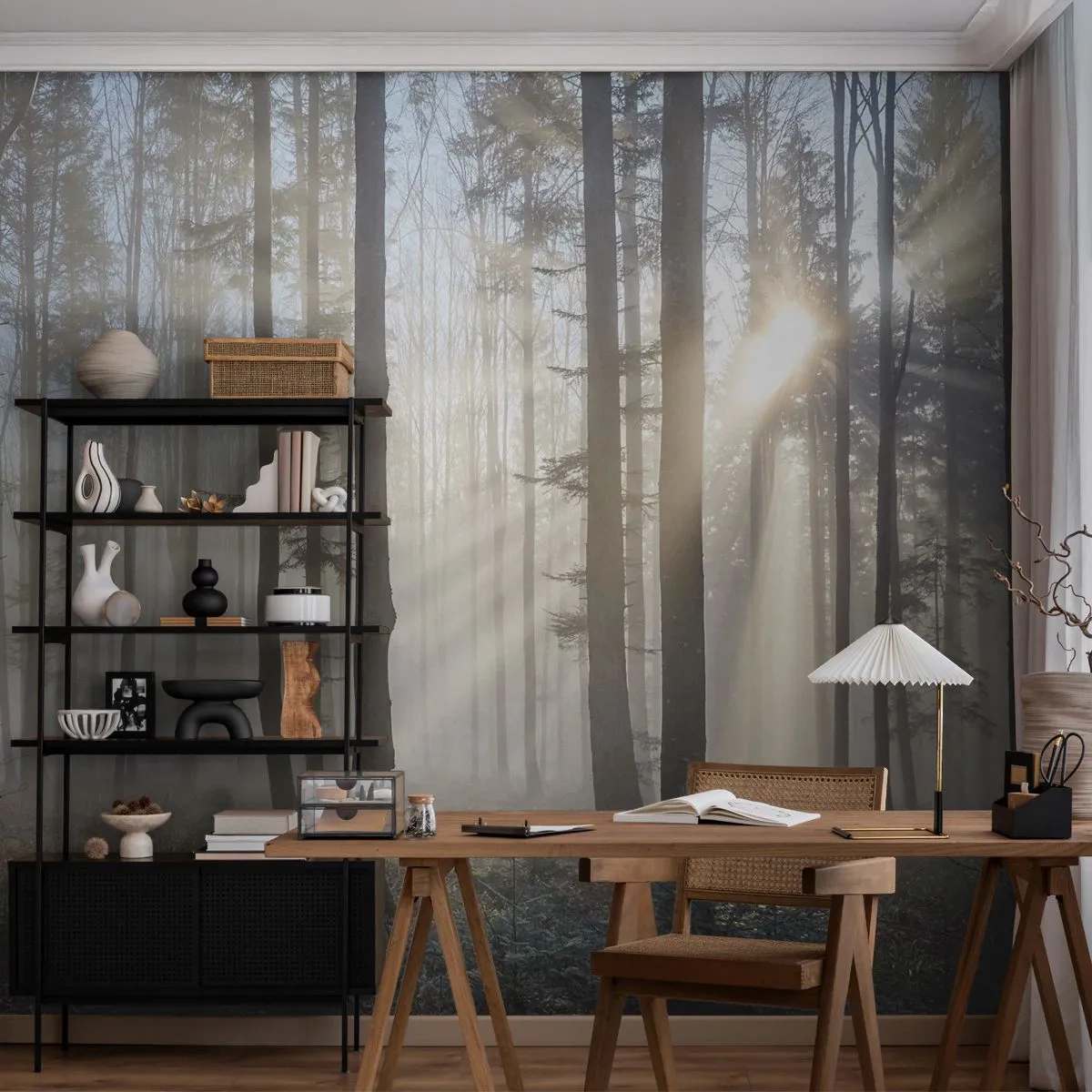 Tapet Standard Eco - Ceața s-a trezit și ea - Peisaj, pădure, Ceaţă - 400x280 cm