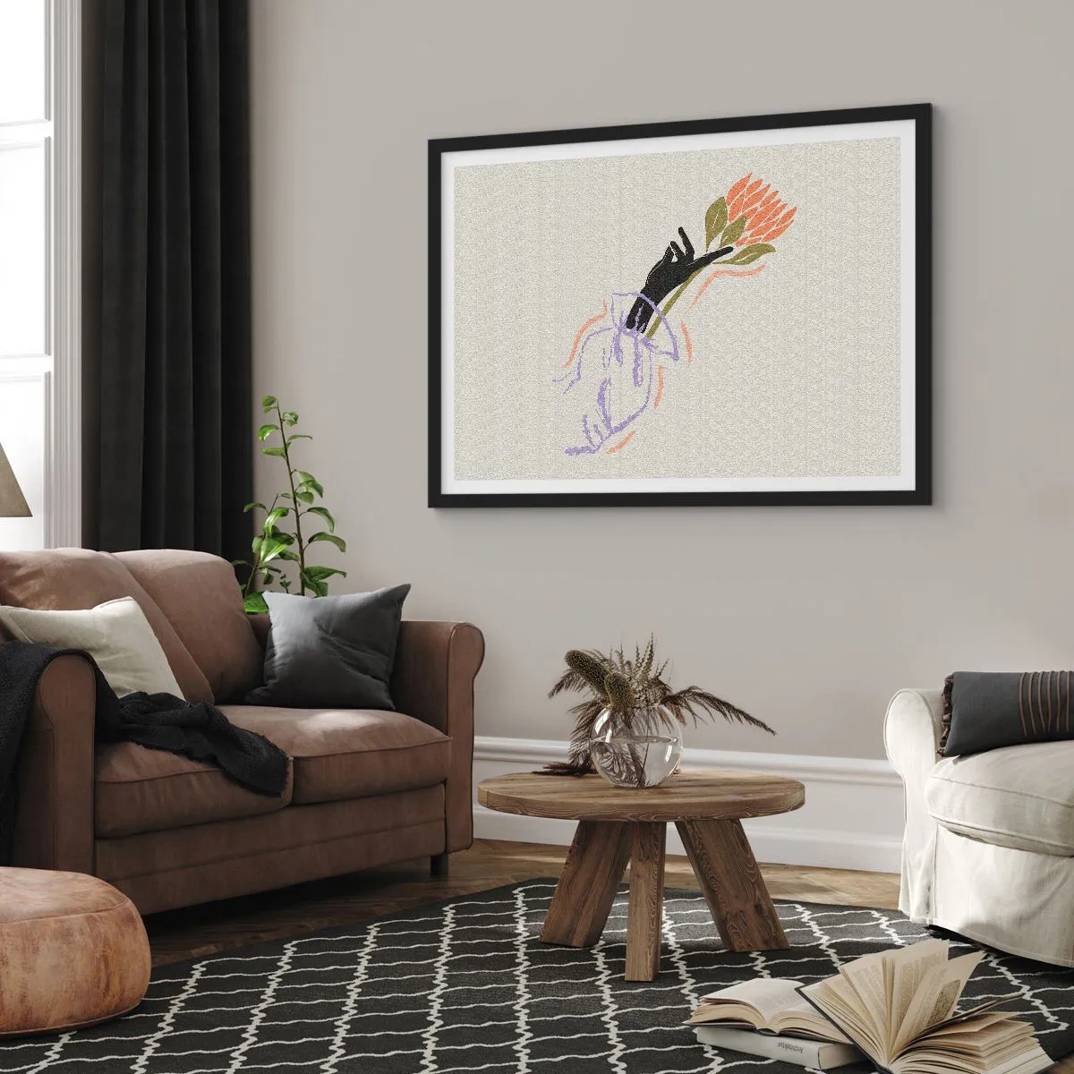 Poster în ramă neagră - Atingere surorială - 70x50 cm