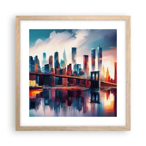 Poster în ramă de stejar deschis - New York fenomenal - 40x40 cm