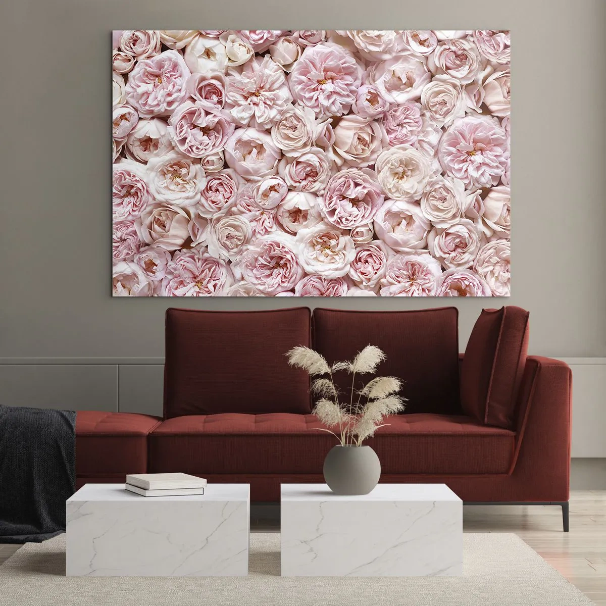 Tablou pe sticlă - Presărat cu trandafiri - 120x80 cm
