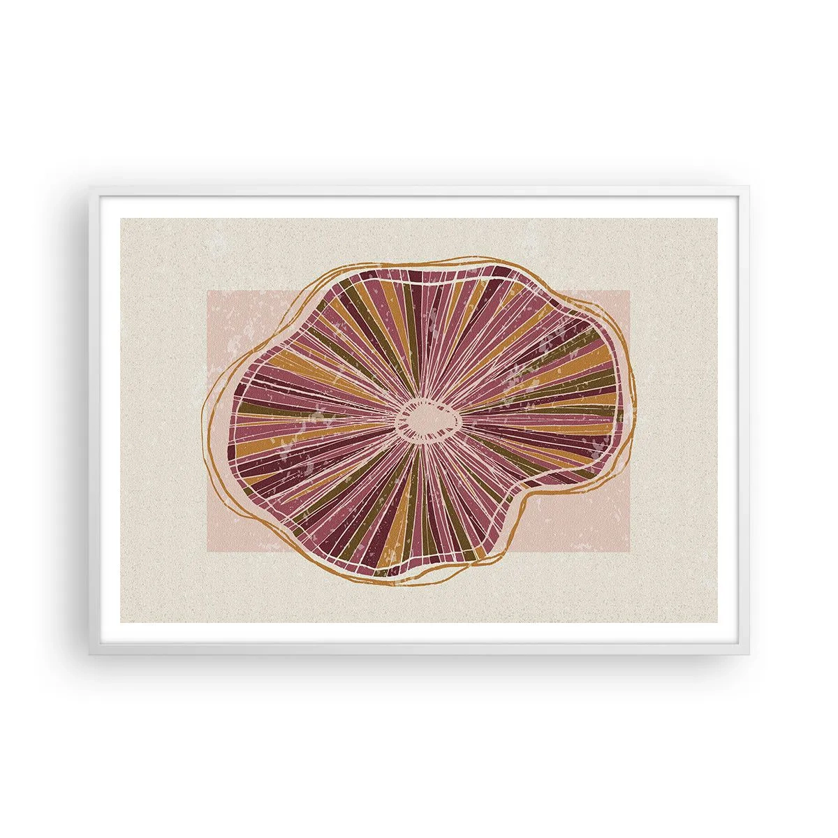 Poster în ramă albă - Abstracția radială - 100x70 cm