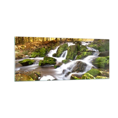 Tablou pe sticlă - Repede prin pădure de toamnă - 100x40 cm