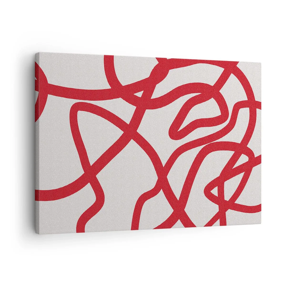 Tablou pe pânză Canvas - Linii abstracte roșii pe fundal alb - 70x50cm - Roșu pe alb - Decorațiune modernă pentru perete pentru living și dormitor ARTTOR