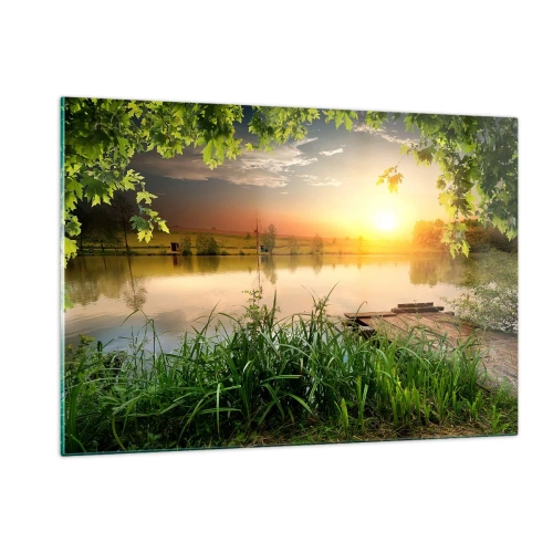 Tablou pe sticlă - Peisaj într-un cadru verde - 120x80 cm