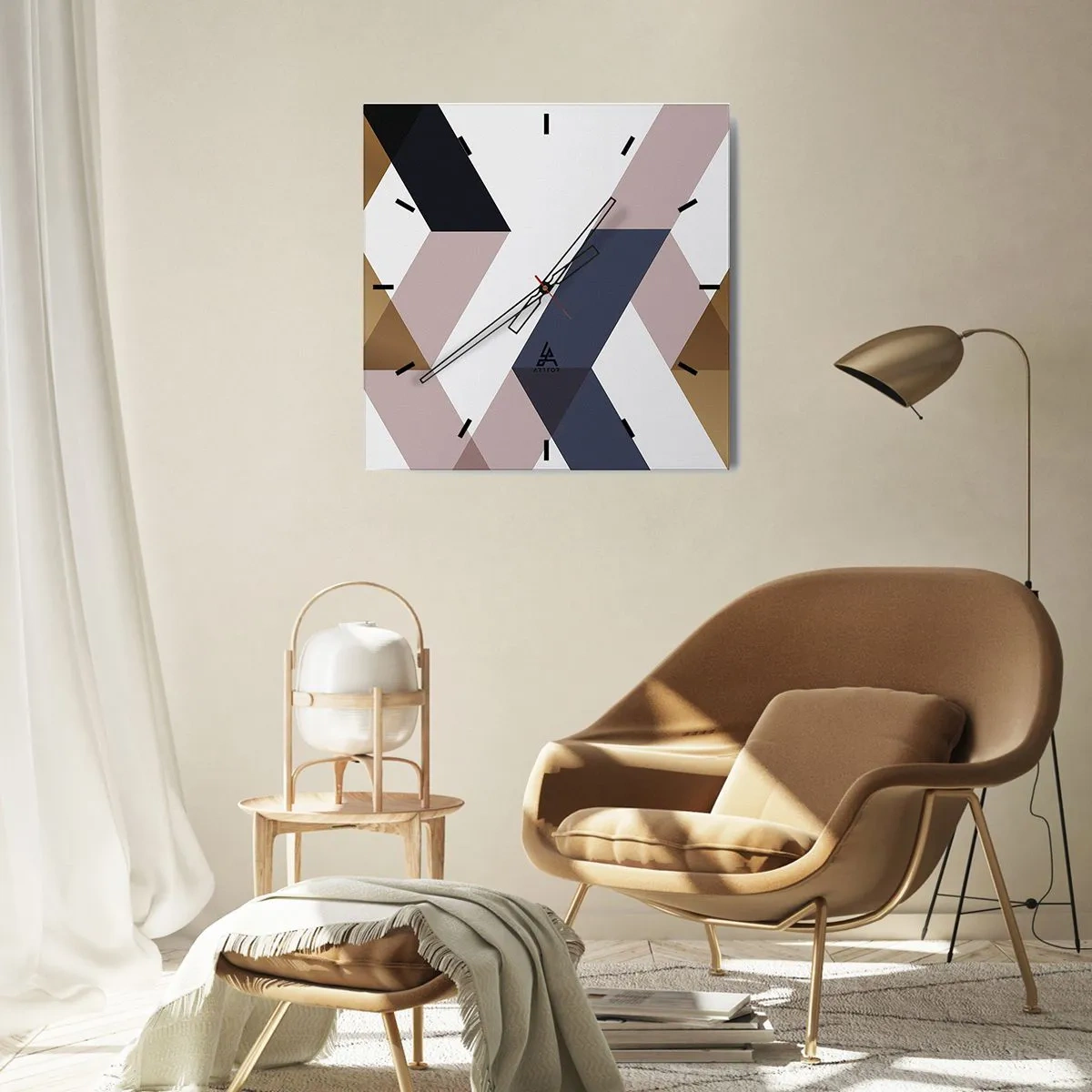 Ceas de perete - Ceas pe sticlă - Planuri și unghiuri - 30x30 cm