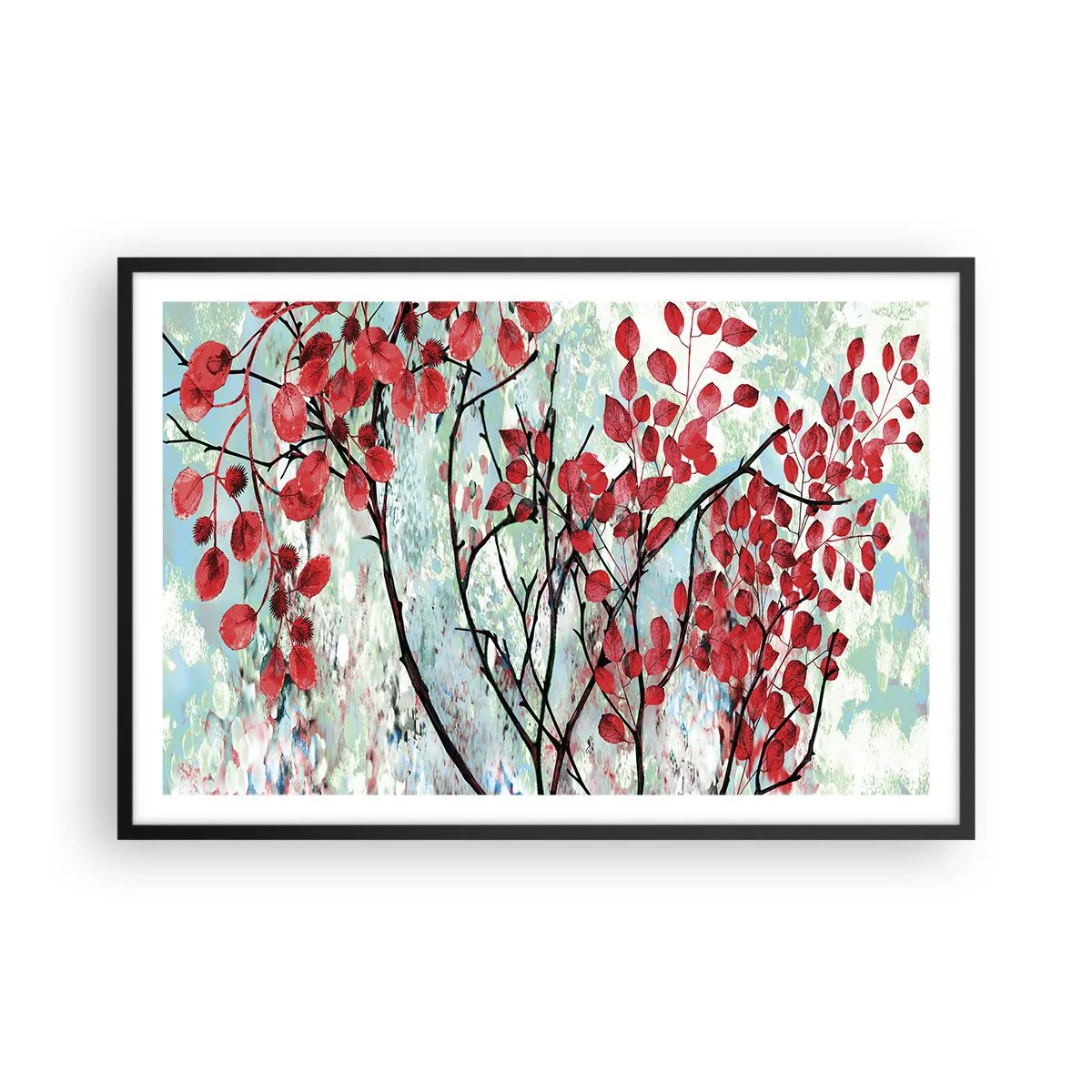 Poster în ramă neagră - Arbore în stacojiu - 91x61 cm