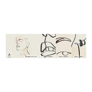 Mostră tapet autocolant Deluxe Sticker - O privire mândră - Chipul de femeie, Portretul unei femei, Grafică - 100x30 cm