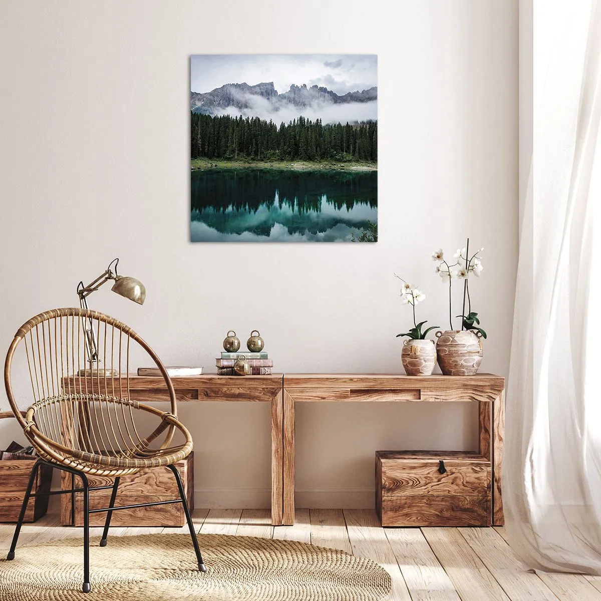 Tablou pe pânză - Liniște, liniște, să nu trezim apa care doarme... - 50x50 cm