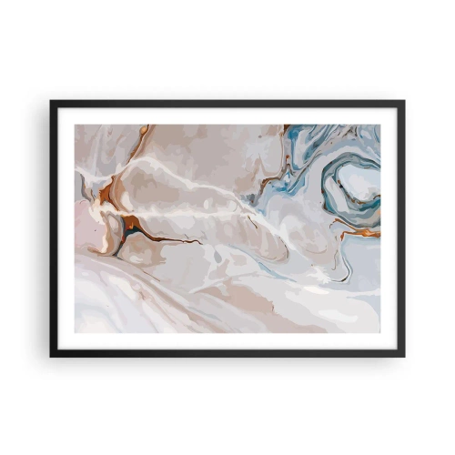 Poster în ramă neagră - Meandre albastre sub alb - 70x50 cm