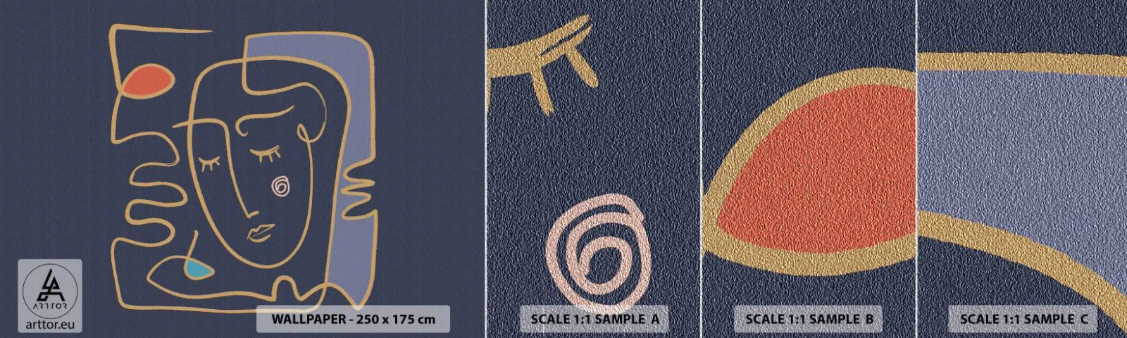 Mostră tapet Premium Sand - În reverie - Portret, Față, Bucată - 100x30 cm