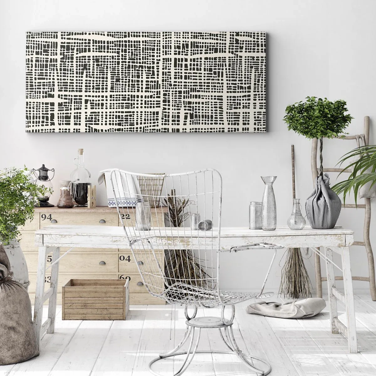 Tablou pe pânză - O compoziție țesută - 140x50 cm