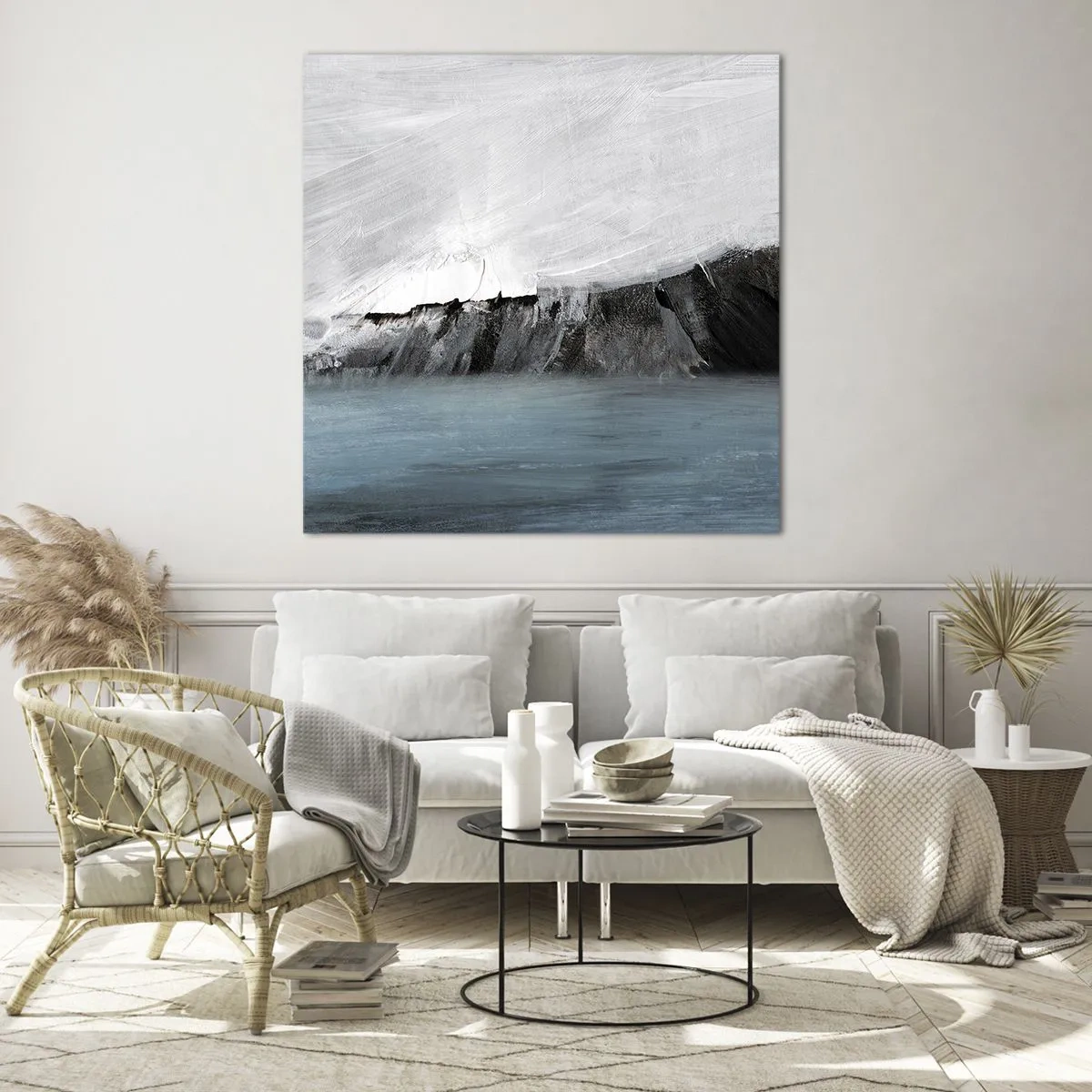 Tablou pe sticlă - Apă - pământ: lupta elementelor - 40x40 cm