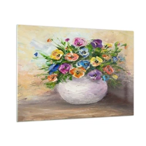 Tablou pe sticlă - Natură moartă cu vază albă - 100x70 cm