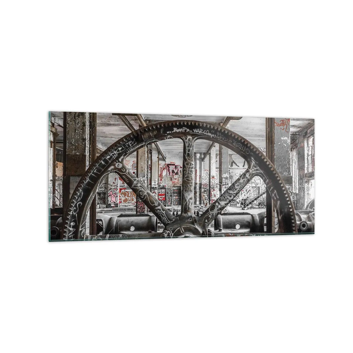 Tablou pe sticlă - Viața secretă a unei fabrici - 120x50 cm
