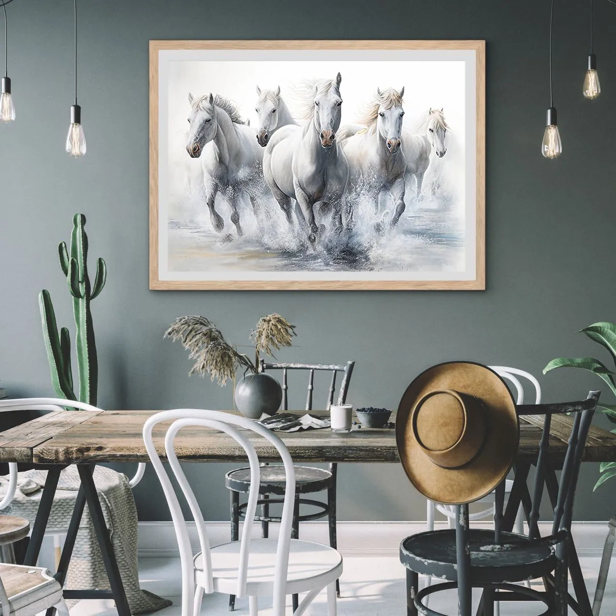 Poster în ramă de stejar deschis - Magie albă - 100x70 cm