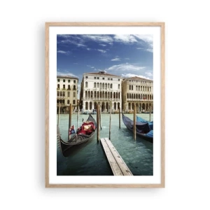 Poster în ramă de stejar deschis - Palate în albastru - 50x70 cm