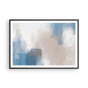 Poster în ramă neagră - Abstracție roz în spatele unui voal de albastru - 100x70 cm