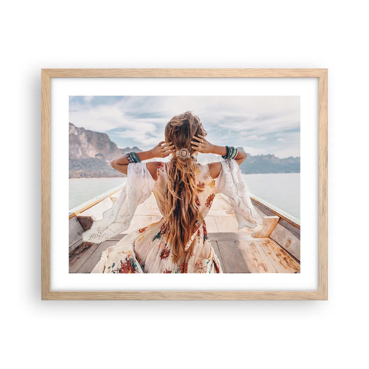 Poster în ramă de stejar deschis - Pe drumul spre fericire - 50x40 cm