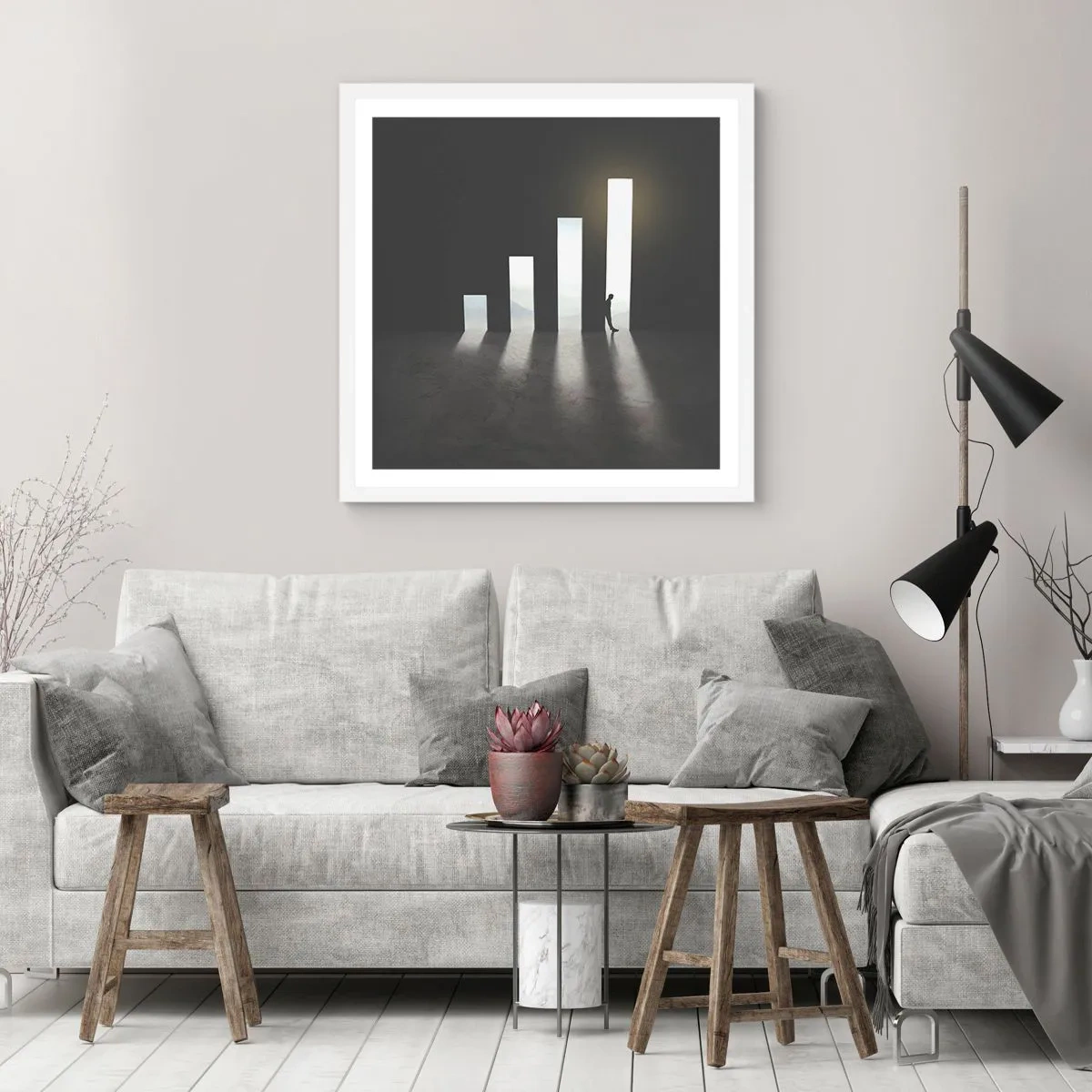 Poster în ramă albă - Succesul - o impresie - 40x40 cm