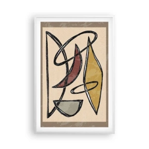 Poster în ramă albă - Compoziție - arcuri și ovale - 61x91 cm