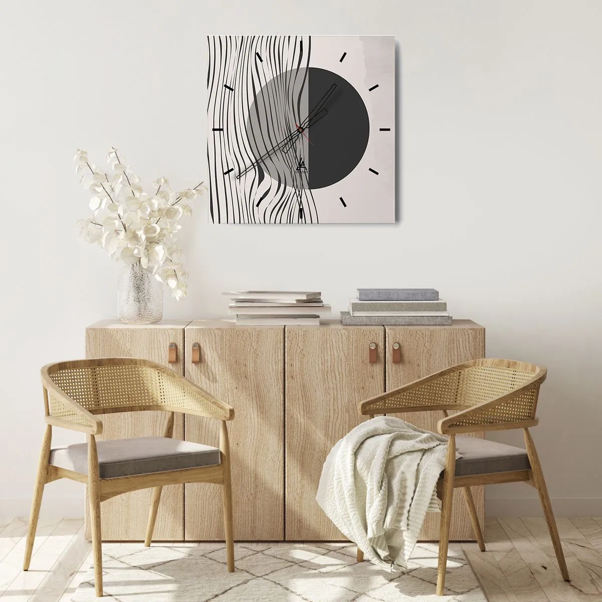 Ceas de perete - Ceas pe sticlă - Semicompunere - 30x30 cm