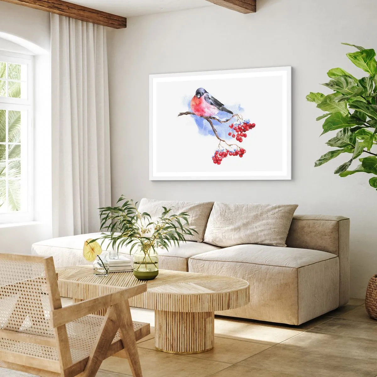 Poster în ramă albă - Iarna în culori - 100x70 cm