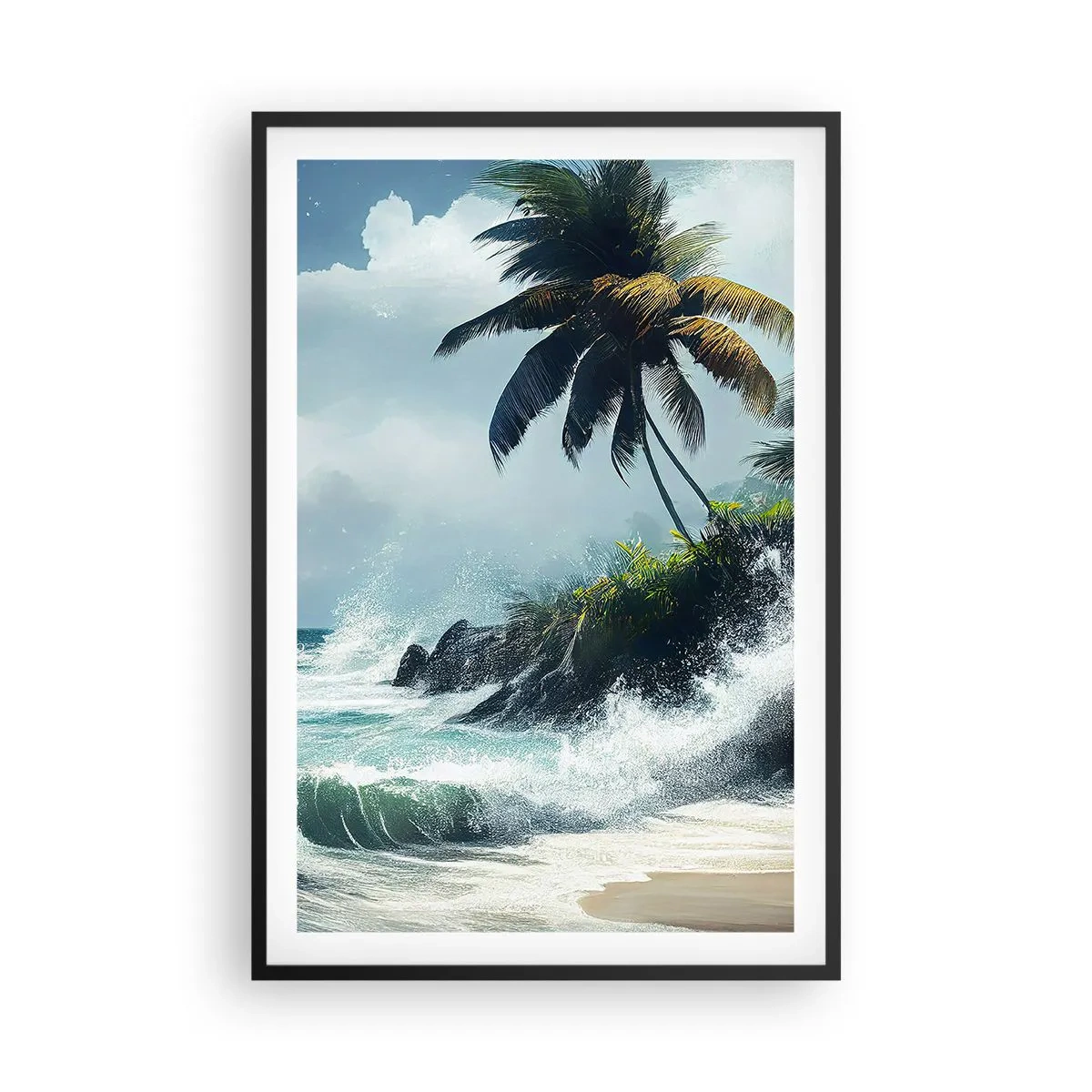 Poster în ramă neagră - Pe un țărm tropical - 61x91 cm