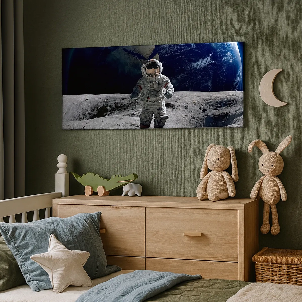 Tablou pe pânză - Salutări de pe Lună - 30x30 cm
