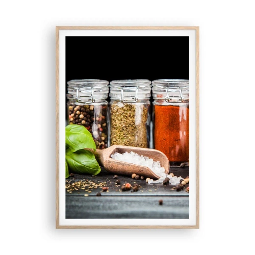 Poster în ramă de stejar deschis - Pentru a da un gust vieții - 70x100 cm