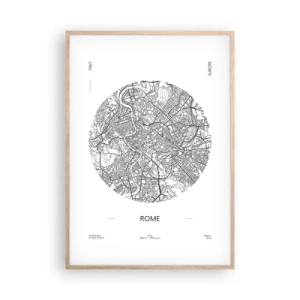 Poster în ramă de stejar deschis - Anatomia Romei - 70x100 cm
