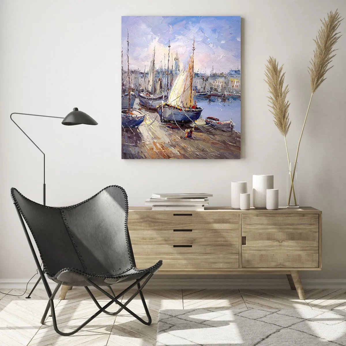Tablou pe sticlă - Orășel de lângă golf - 50x70 cm