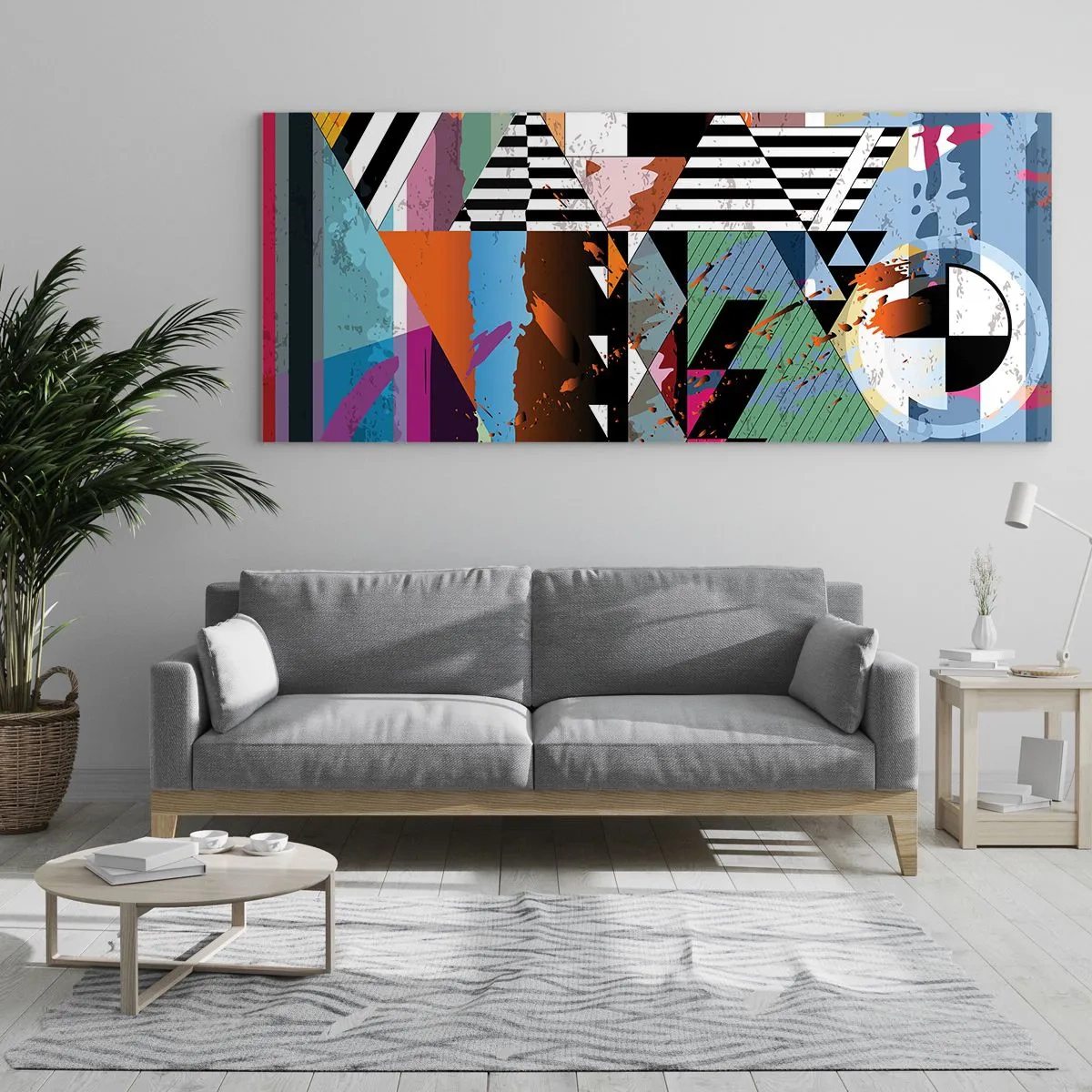 Tablou pe sticlă - Geometric și organic - 160x50 cm