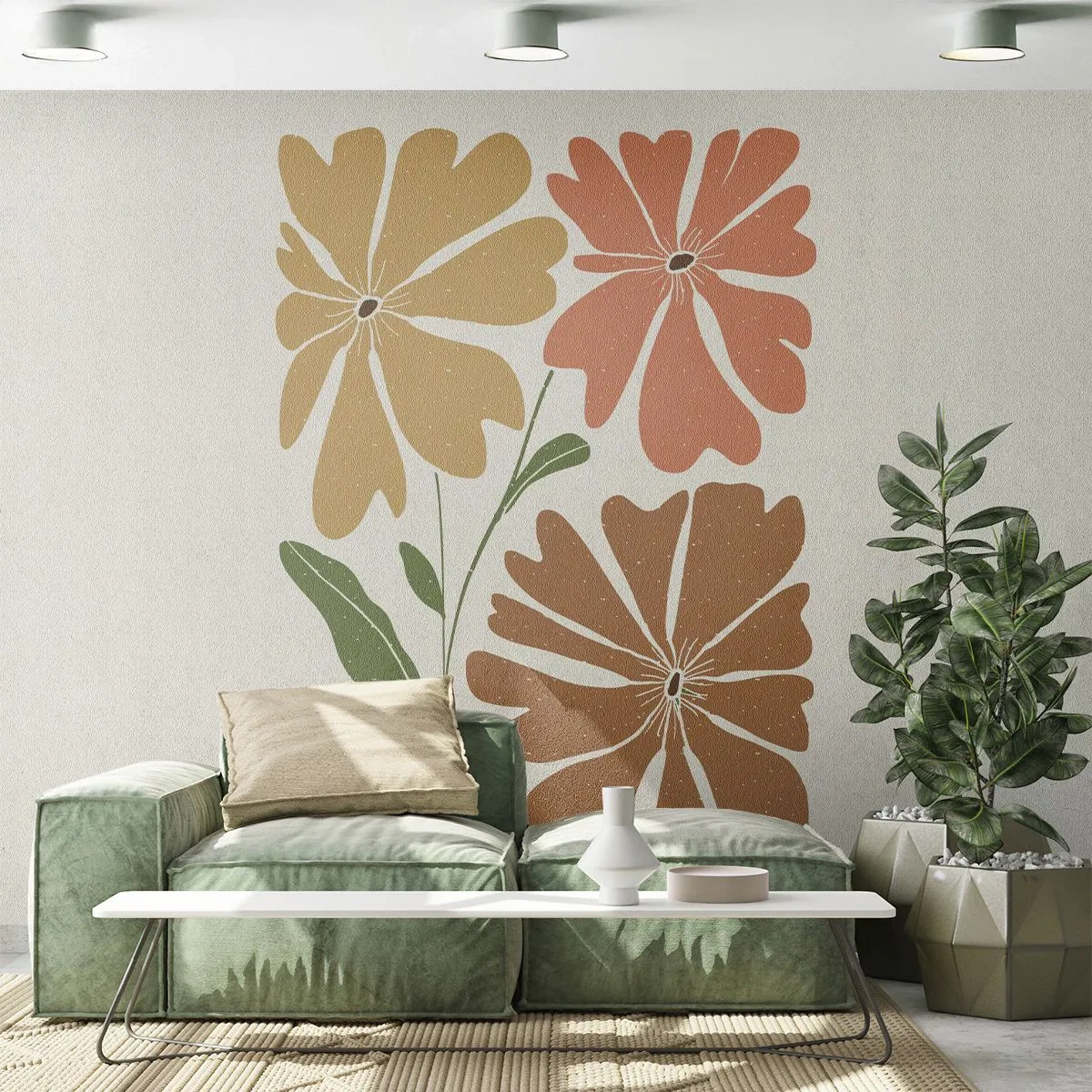 Tapet Standard Eco - Natură și geometrie - Boho, Flori, Minimalism - 350x256 cm